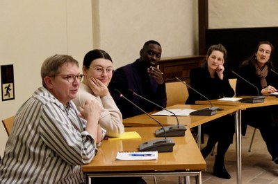 Panellists from left to rigth: Prof. Dr. Monika Huesmann, Sandra Subel, Chiponda Chimbelu, Lisa Ertl and Prof. Dr. Jeanette Trenkmann